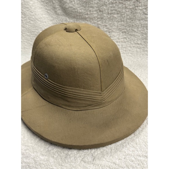Other - Vintage Khaki Cotton Pith Helmet Safari Explorer Sun Hat Size 7 Tan